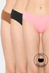 Rosaline Cotton Comfort Medium Rise Full Coverage Hipster Panty (Pack of 3) - Multicolor — thumbnail 1
